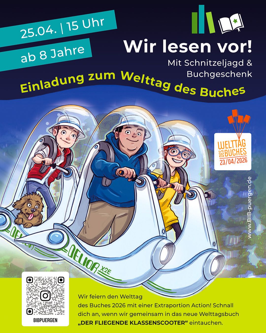 Einladung zum Welttag des Buches 2026, am 25.4. um 15 Uhr